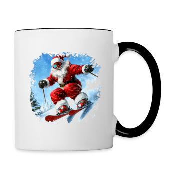 Christmas Skiers - Contrasting Mug - white/black - Right