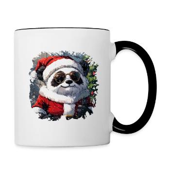 Panda Père Noël - Mug contrasté - blanc/noir - Droite