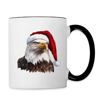 Adler Weihnachten / Weihnachtsmann Adler - Tasse zweifarbig - Weiß/Schwarz - Rechts