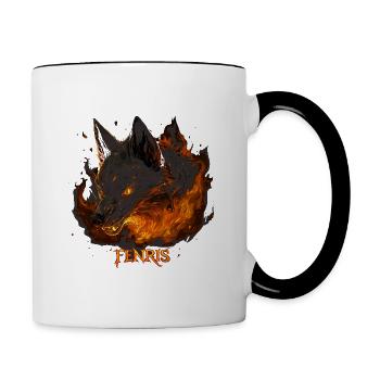 Fenris Wolf Edda Odin Viking Vikings - Tasse zweifarbig - Weiß/Schwarz - Rechts