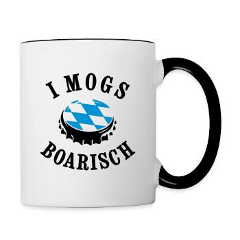 BAYERN, I MOGS BOARISCH, KRONKORKEN MIT RAUTE - Tasse zweifarbig - Weiß/Schwarz - Rechts
