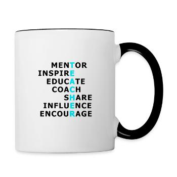 Teacher - mentor, inspire, educate - Contrasting Mug - white/black - Right