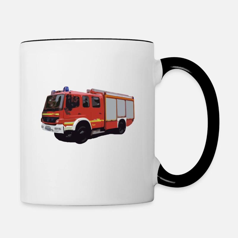 Fire department, fire engine, gift - Contrasting Mug - white/black