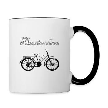 Bicycle, Amsterdam, gift - Contrasting Mug - white/black - Right
