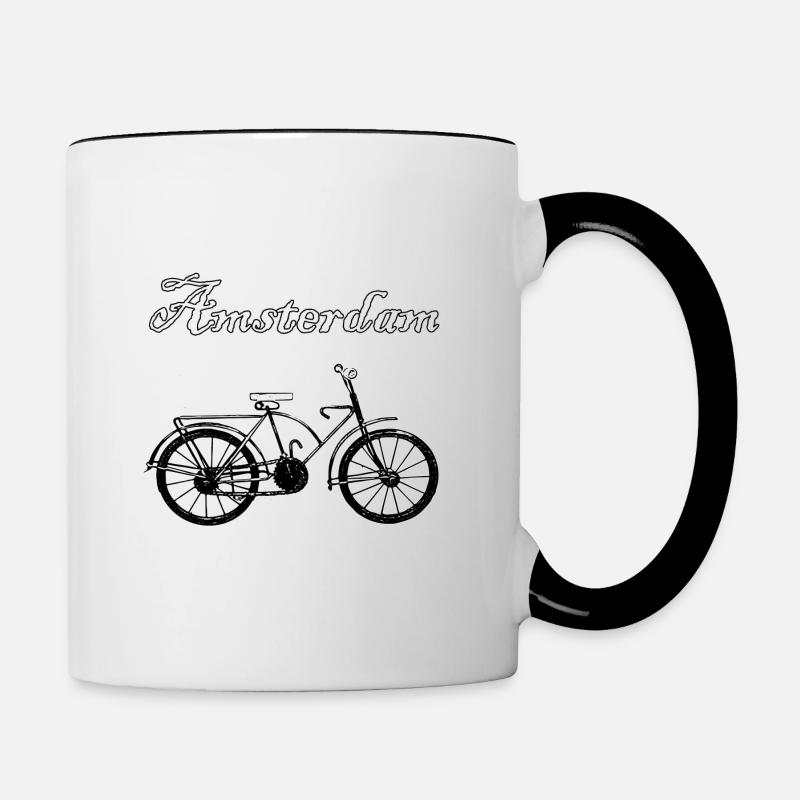 Vélo, Amsterdam, cadeau - Mug contrasté - blanc/noir