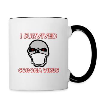 I survived Corona Virus, Coronavirus, Covid-19 - Tasse zweifarbig - Weiß/Schwarz - Rechts