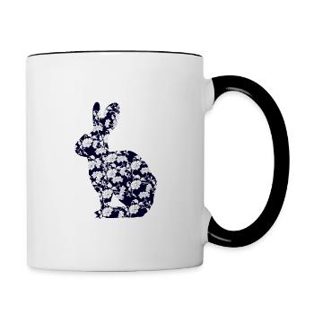 Flowery rabbit - Contrasting Mug - white/black - Right