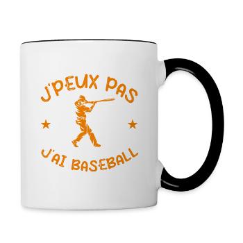 baseball | j'peux pas j' ai baseball | cadeau - Mug contrasté - blanc/noir - Droite