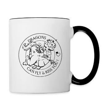 Dragons can fly - Les dragons peuvent voler - Mug contrasté - blanc/noir - Droite