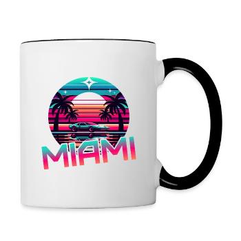 Miami Retro Wave 80er Jahre Vintage Design - Tasse zweifarbig - Weiß/Schwarz - Rechts