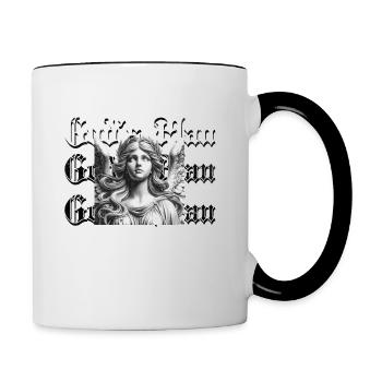 God's Plan Engel Statue Männer Frauen Teenager - Tasse zweifarbig - Weiß/Schwarz - Rechts