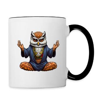 Hibou de yoga - Mug contrasté - blanc/noir - Droite