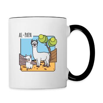 Un papa alpaga - Un Al Papa - Mug contrasté - blanc/noir - Droite