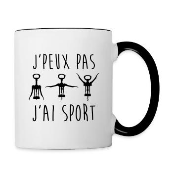 Je peux pas j'ai sport - Mug contrasté - blanc/noir - Droite