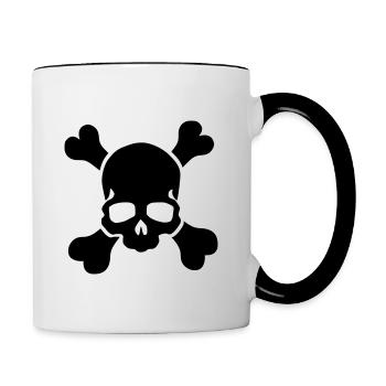 Jolly Roger Totenkopf Piratenflagge - Tasse zweifarbig - Weiß/Schwarz - Rechts