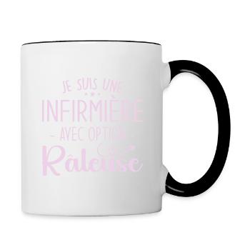 Ich bin eine Krankenschwester mit einer Beschwerdemöglichkeit - Tasse zweifarbig - Weiß/Schwarz - Rechts