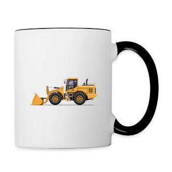 Construction machine Backhoe loader Snorer - Contrasting Mug - white/black - Right