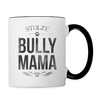 Stolze Bullymama - Tasse zweifarbig - Weiß/Schwarz - Rechts