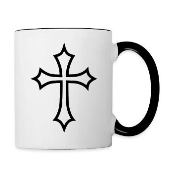 05 Gothic Cross Kreuz Jesus Christ Kirche Symbol - Tasse zweifarbig - Weiß/Schwarz - Rechts