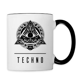 the EYE of TECHNO - Maya rave pyramid - Contrasting Mug - white/black - Right