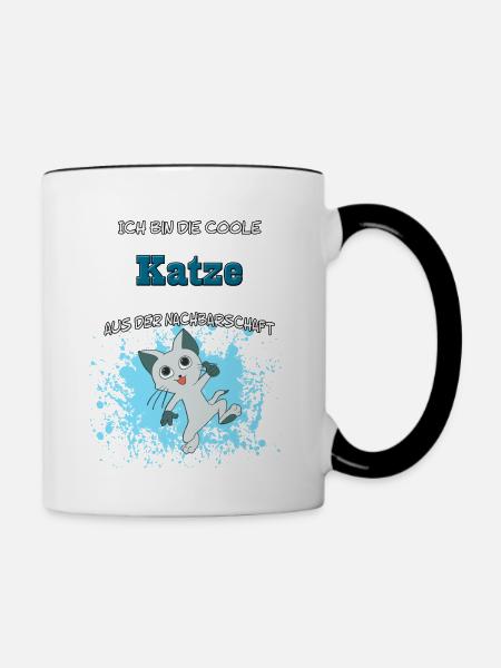 Coole Katze der Nachbarschaft - Tasse zweifarbig - Weiß/Schwarz