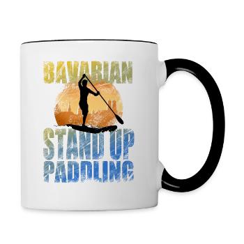 Bavarian Monkey Stand Up Paddling München - Tasse zweifarbig - Weiß/Schwarz - Rechts