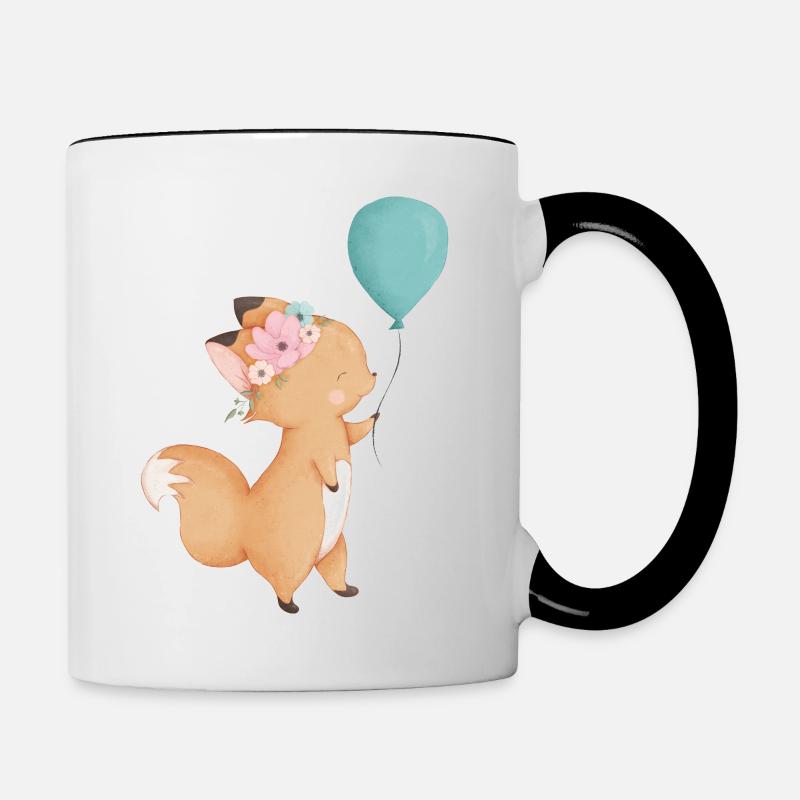 Ballon bébé renard - Mug contrasté - blanc/noir