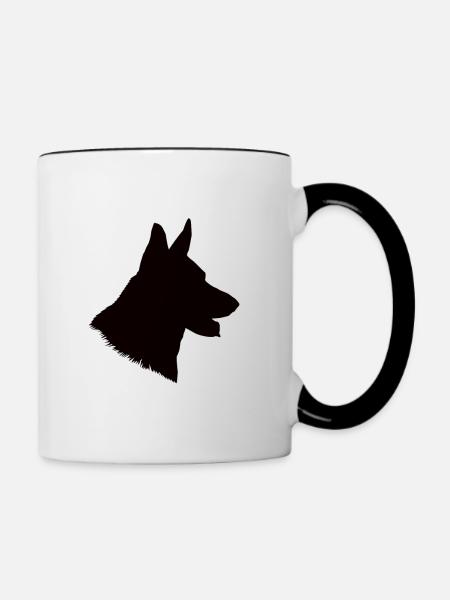 Hundekopf Schäferhund - Tasse zweifarbig - Weiß/Schwarz