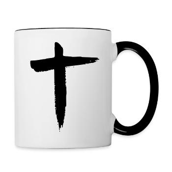 Kreuz - Tasse zweifarbig - Weiß/Schwarz - Rechts