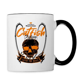 Welsangeln Waller Angeln - Tasse zweifarbig - Weiß/Schwarz - Rechts