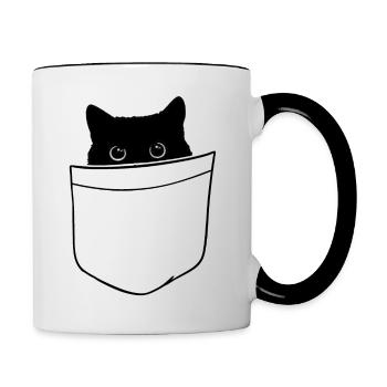Chats Chaton Chemise Sac Porte-Chat Chatons - Mug contrasté - blanc/noir - Droite