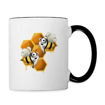 Abeilles effrayantes avec nid d’abeille - Mug contrasté - blanc/noir - Droite