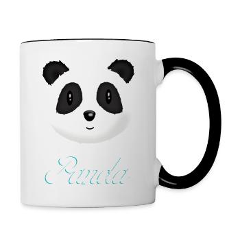 Panda Design Panda Kopf Weiss Schwarz Panda Bär - Tasse zweifarbig - Weiß/Schwarz - Rechts