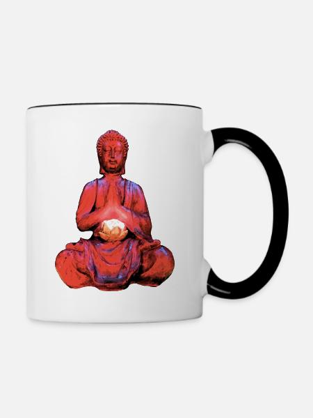 Buddha - Tasse zweifarbig - Weiß/Schwarz
