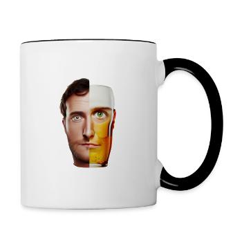 halb bier halb mensch - Tasse zweifarbig - Weiß/Schwarz - Rechts