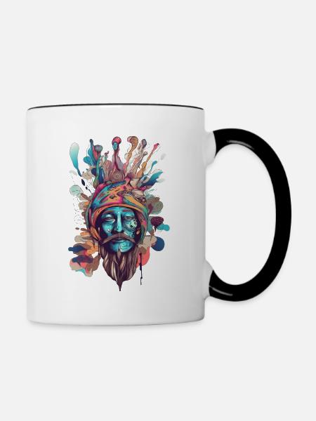 Trippy Schamane - Tasse zweifarbig - Weiß/Schwarz