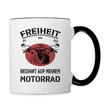 Bike Biker Motorradfahrer Freiheit Motorrad - Tasse zweifarbig - Weiß/Schwarz - Rechts