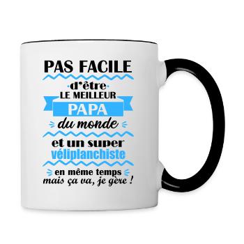Meilleur papa véliplanchiste,cadeau fête des pères - Mug contrasté - blanc/noir - Droite