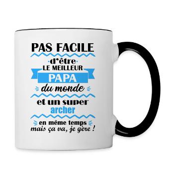 Meilleur papa archer, cadeau fête des pères - Mug contrasté - blanc/noir - Droite