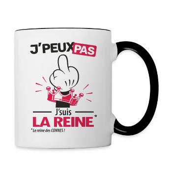 J'peux pas, j'suis la reine (version femme) - Mug contrasté - blanc/noir - Droite