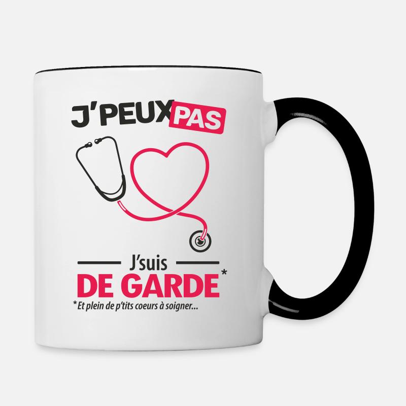 J'peux pas, j'suis de garde - Mug contrasté - blanc/noir