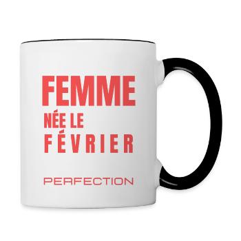 Février Magique - Né le 2, Étincelle Inoubliable. - Mug contrasté - blanc/noir - Droite
