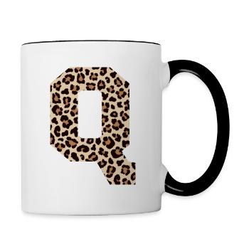 lettre Q motif léopard -idée cadeau d’anniversaire - Mug contrasté - blanc/noir - Droite