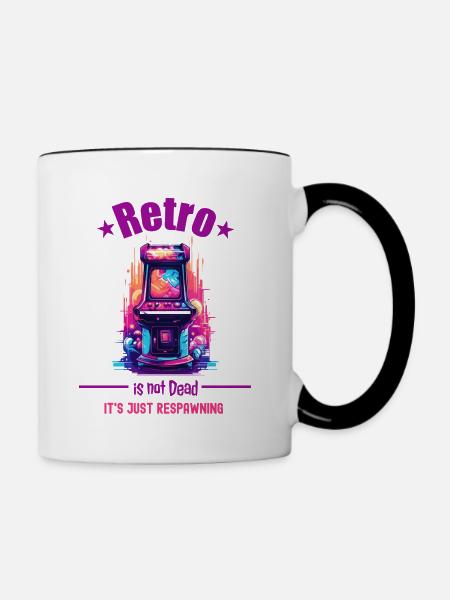 Retro Gaming Arcade Geschenk - Tasse zweifarbig - Weiß/Schwarz