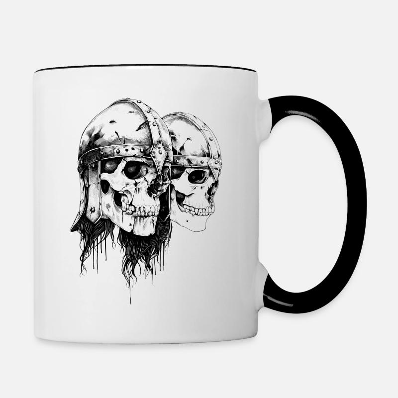 Crâne de Vikings Wikinger - Viking Odin Valhalla - Mug contrasté - blanc/noir