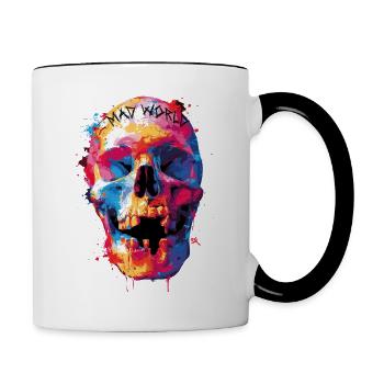 Dark Skull -Totenkopf, Horrormotiv - Tasse zweifarbig - Weiß/Schwarz - Rechts