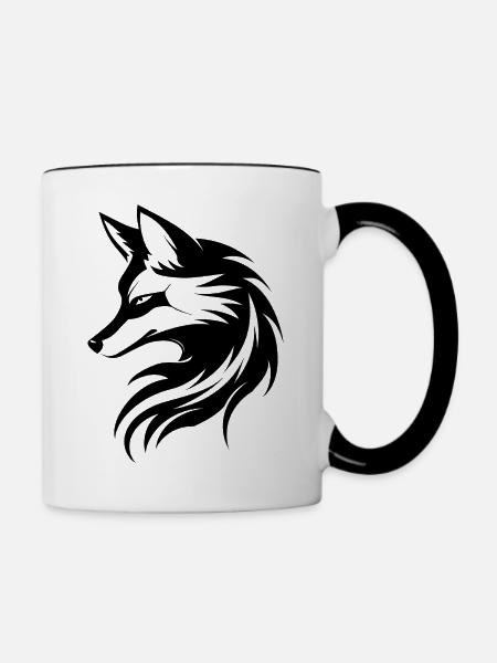 Fuchs Tätowierung - Tasse zweifarbig - Weiß/Schwarz