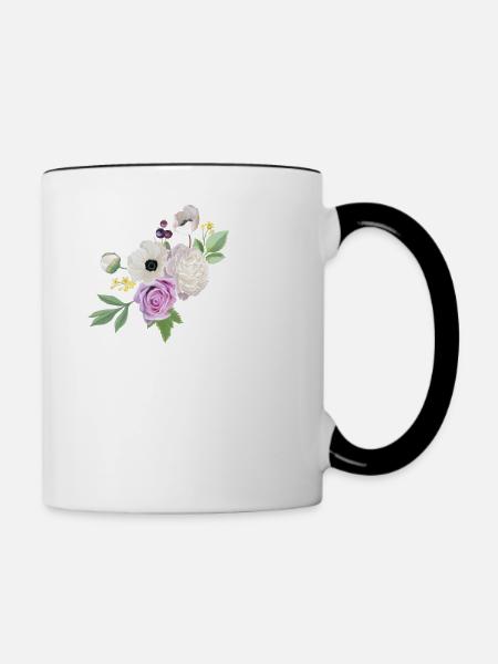 Lila Blumenbuchstabe S - Tasse zweifarbig - Weiß/Schwarz