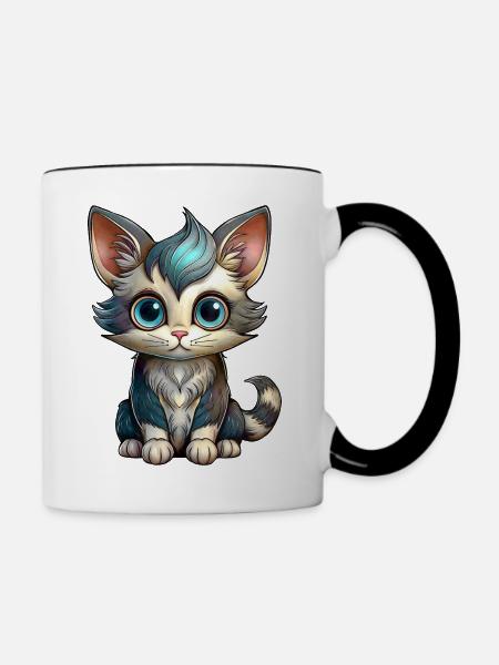 Kätzchen - Tasse zweifarbig - Weiß/Schwarz