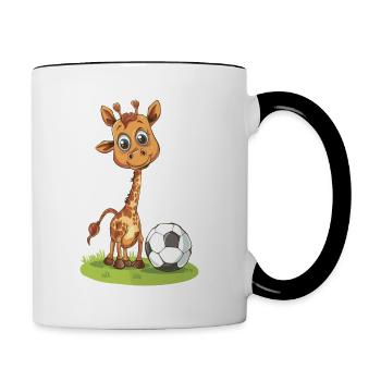 Soccer Cute Giraffe Soccer Ball Jirafa de Futbol - Contrasting Mug - white/black - Right